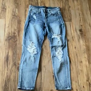 Judy Blue Bleach Splatter Distressed Boyfriend Jeans